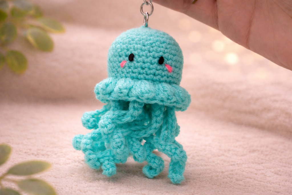 blue crochet octopous